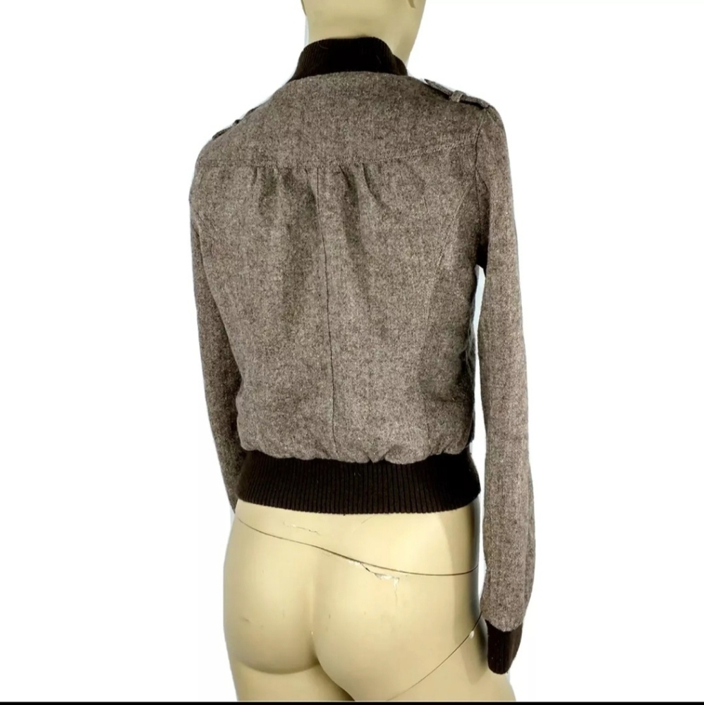 Heritage 1981 Brown retro bomber pilot jacket Front Zipper Womens Small - Picture 4 of 5